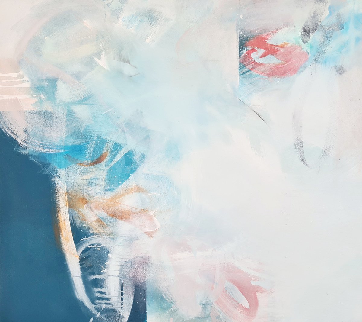 Organic Abstract Acrylic Painting By Claire Chandler, 37 X 33, Drift Ashore, Original Artwork