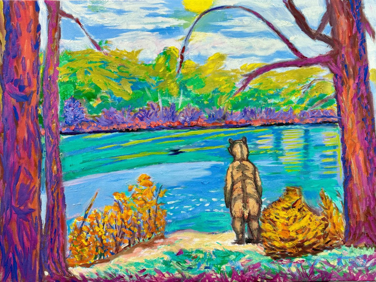 Impressionistic Landscape Oil Painting By Susan Stewart, 24 X 18", "In Flight", Original Artwork