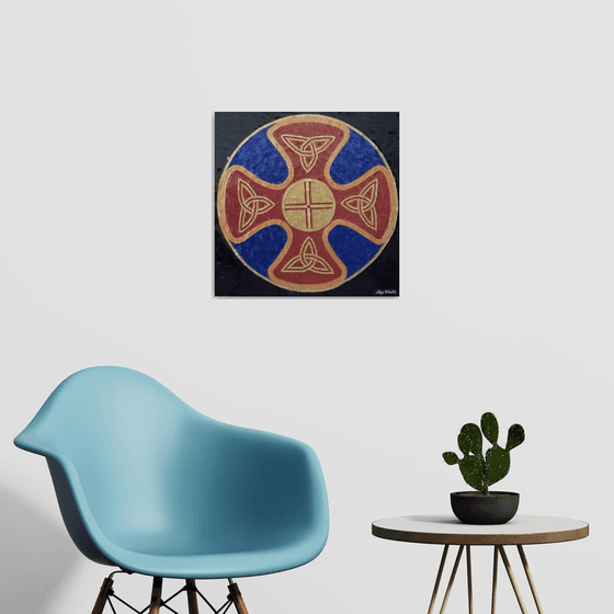 Celtic Shield - mixed media mosaic Celtic art