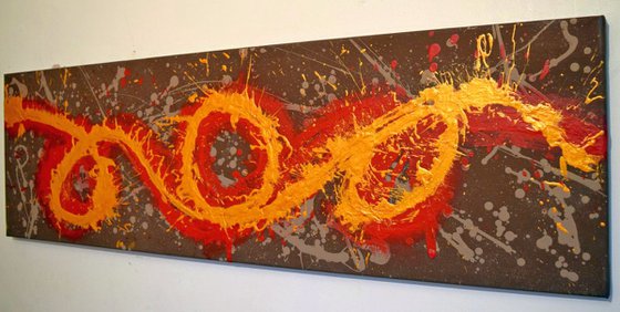Flame on Fire" painting art canvas - 36 x 12"