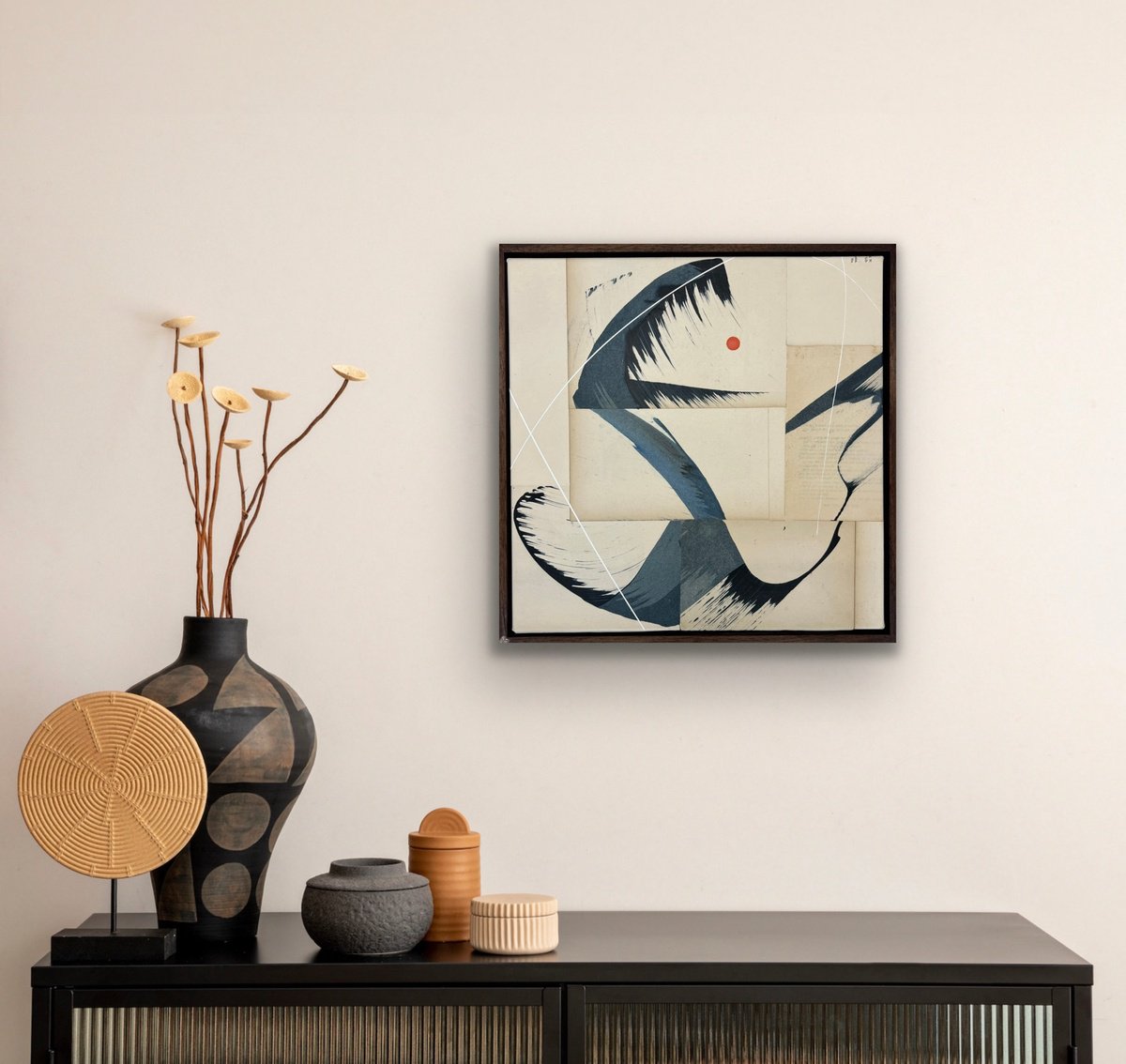 Abstract Oil Painting By Jane Skingley, 17 X 17, Hokusai Indigo 3, Original Artwork