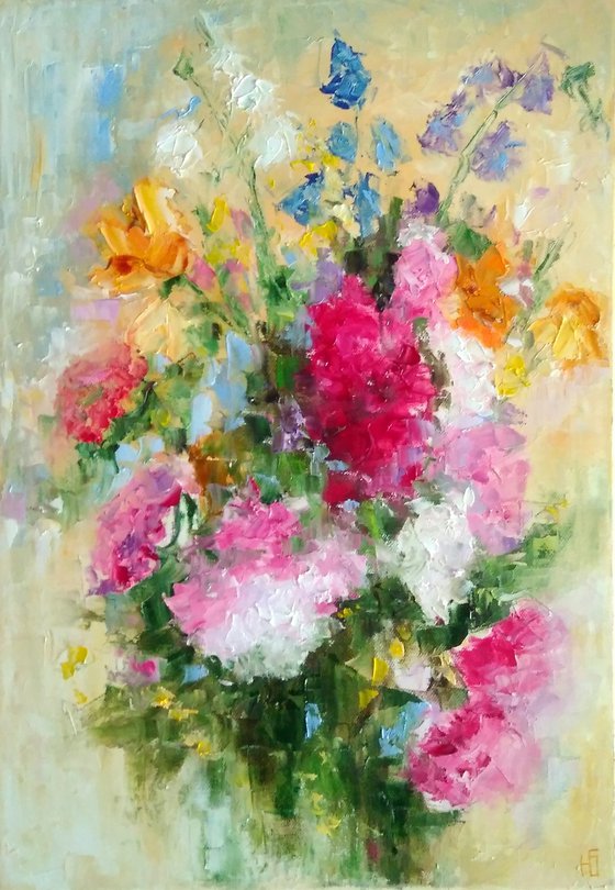 Bouquet Painting Floral Original Art Artwork Flower Still Life Wall Art