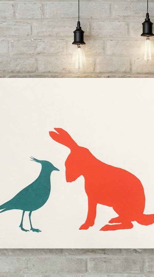LAPWING AND HARE-unframed-FREE UK DELIVERY by Emma Evans-Freke