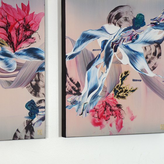 Indigo & Lotus Triptych