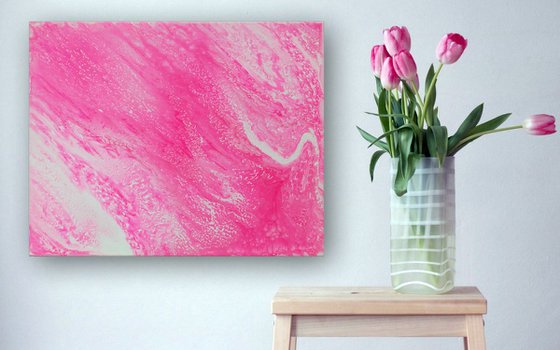 "Pleasure In Pink" - FREE WORLDWIDE Shipping - Original Abstract PMS Acrylic Painting - 20 x 16 inches