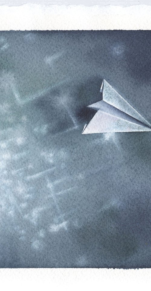 Promises  IV - Paper Plane Watercolor by ieva Janu