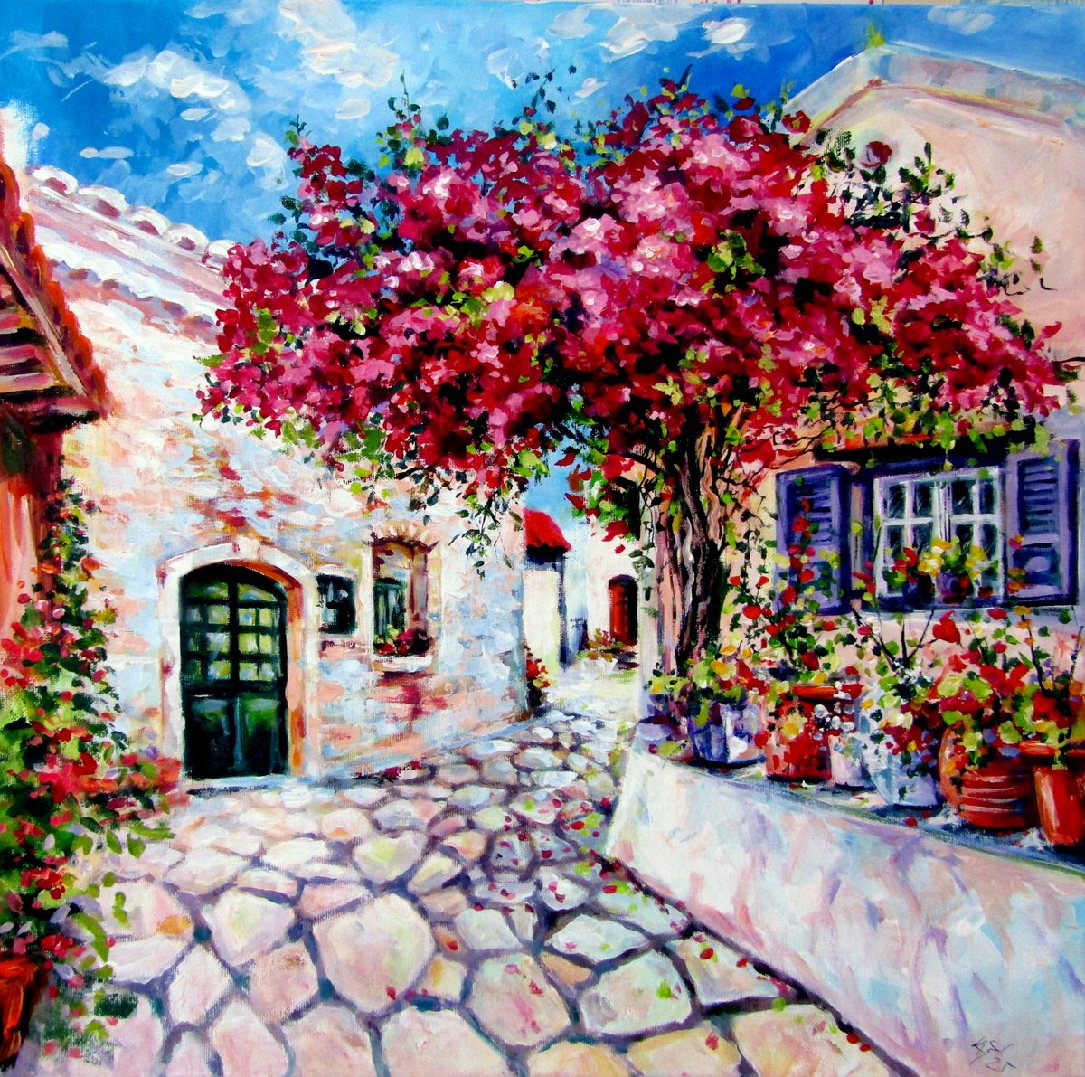 Mediterranean Street By Kovacs Anna Brigitta, 20 X 20, Artwork For Sale On Artfinder