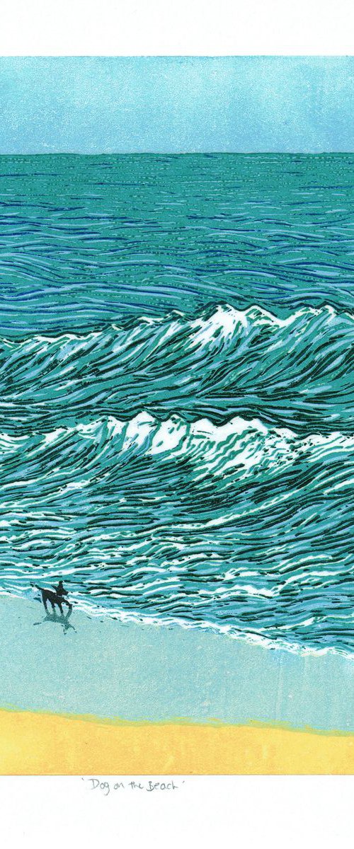 Dog on the Beach 3/8, E.V. by Julia Wakefield