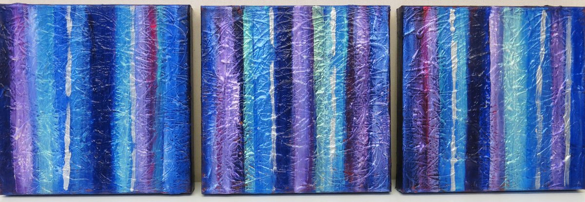Abstract Acrylic Painting By Maureen Greenwood, 35 X 12", Silver Linings, Original Artwork