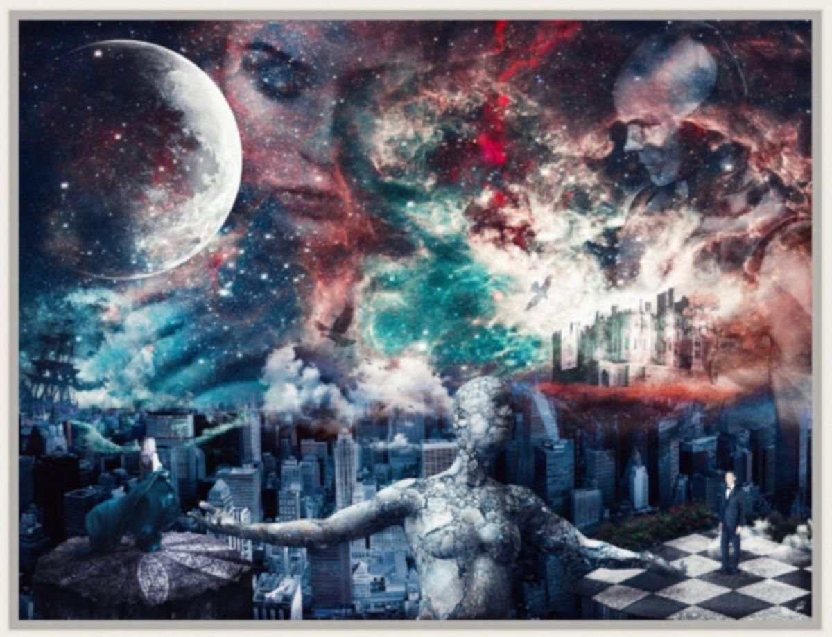 UNDER THE MILKY WAY | Digital Painting printed on Alu-Dibond with white wood frame | Uniqu... by Simone Morana Cyla