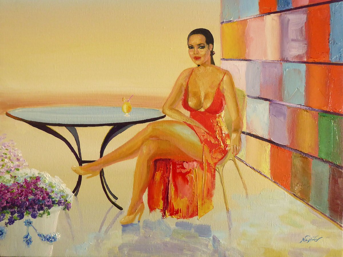 Impressionistic Portrait Oil Painting By Narek Hambardzumyan, 24 X 18", Spellbound, Original Artwork