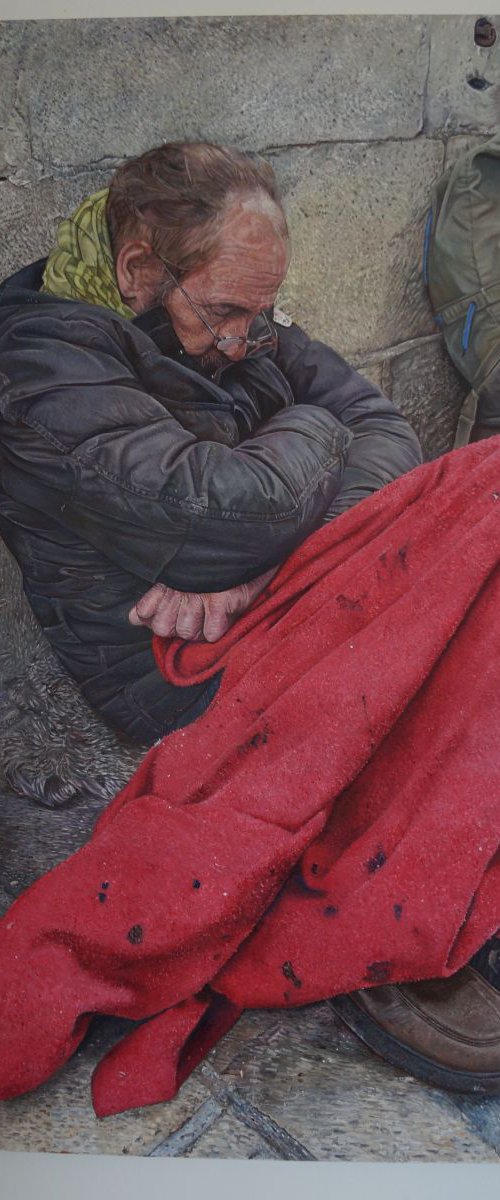 homeless man Carcassonne by James Earley