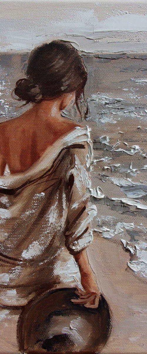 " SEA BREEZE ... " original painting SEA spring palette knife GIFT by Monika Luniak