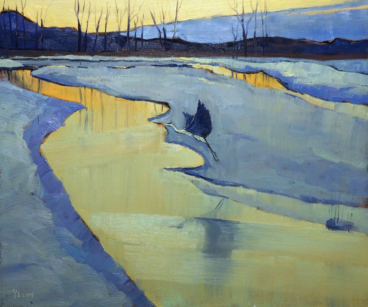 Impressionistic Landscape Oil Painting By Yuanyuan Liu, 26 X 21", Winter Landscape, Original Artwork