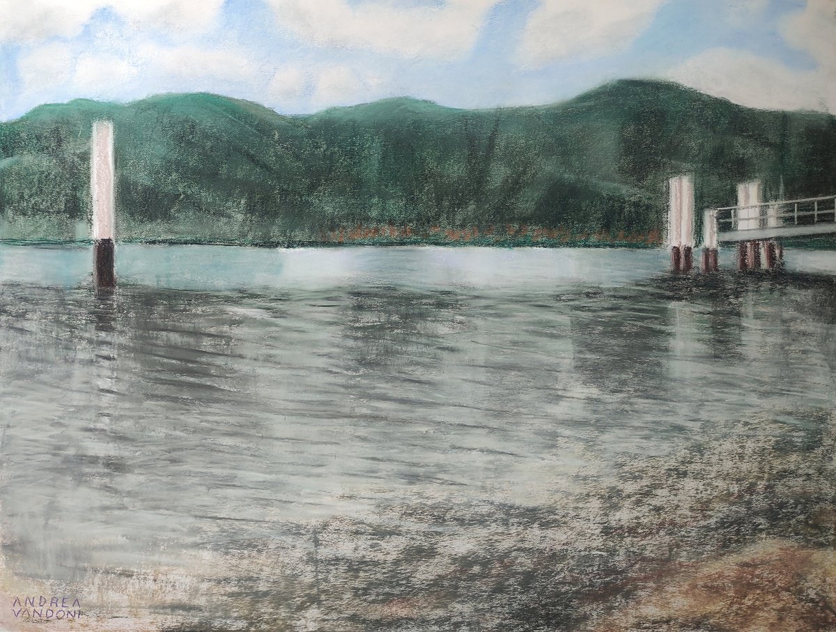 Impressionistic Pastel Drawing , Lago Di Como By Andrea Vandoni, 21 X 27, Artwork For Sale On Artfinder