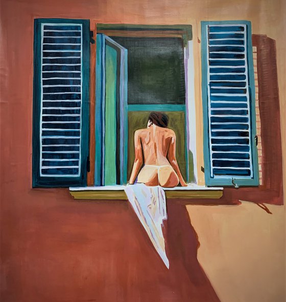 Nude at the window / 77 x 70 x 3 cm