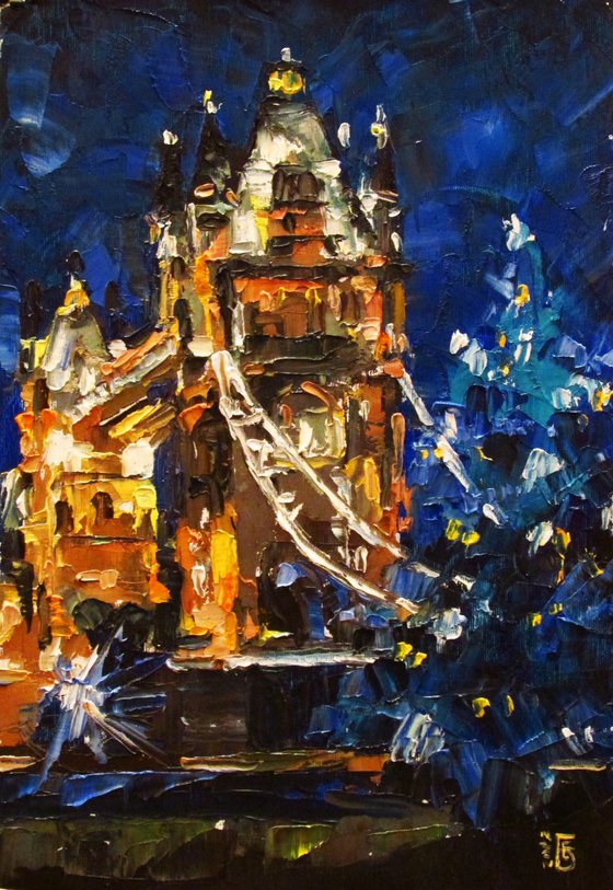 Christmas in London oil painting