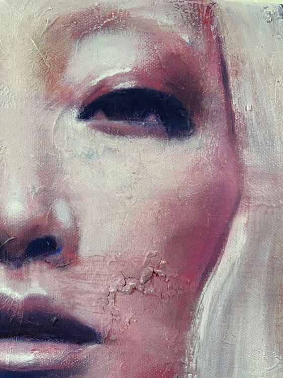 Soo Joo | blonde asian female contemporary portrait of model oil paint on canvas Painting by RKH