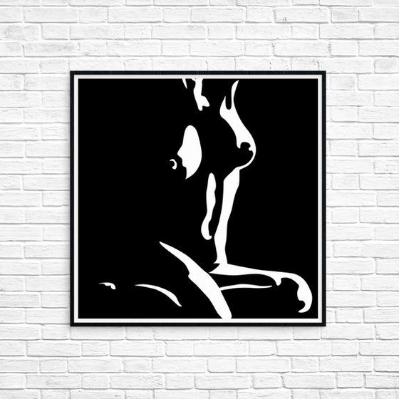 Nude Art Sitting Female - Black and White