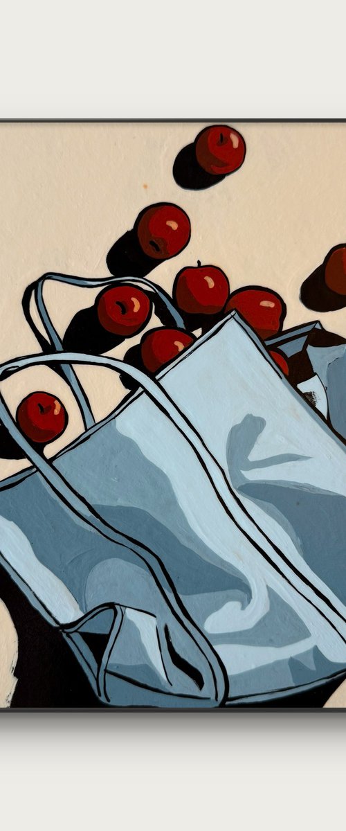 Blue Bag full of Apples by Daria Baklykova