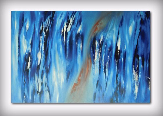 Again, lost in blue - 90x60 cm,  LARGE XL, Original abstract painting, oil on canvas
