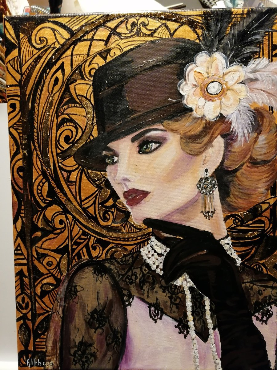 Impressionistic Portrait Acrylic Painting By Martine Vinsot, 12 X 16", Cabaret, Original Artwork