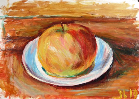 Apple on a plate