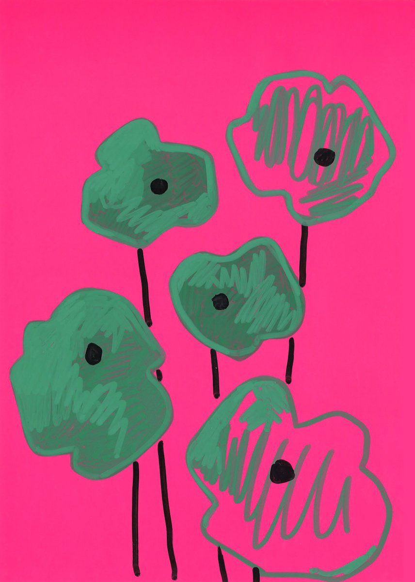 Minimalistic Poppy Flowers by Sasha Robinson