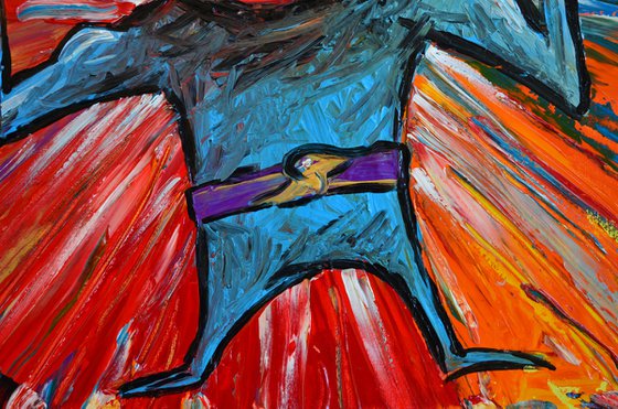 El Taco del Oro - The Wrestler - Original Modern Art Painting on Canvas Ready To Hang