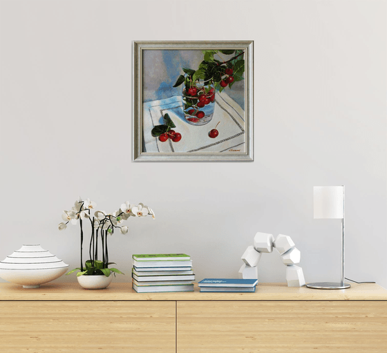 "Red apples" apple trees summer liGHt original painting  GIFT (2019)