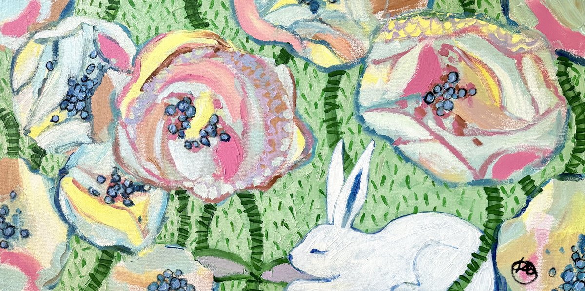 Surrealistic Botanical Acrylic Painting By Daria Borisova, 36 X 18, Warm Days, Original Artwork