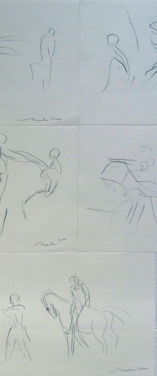 Five dynamic sketches, 21x29 cm - affordable & AF exclusive ! by Frederic Belaubre