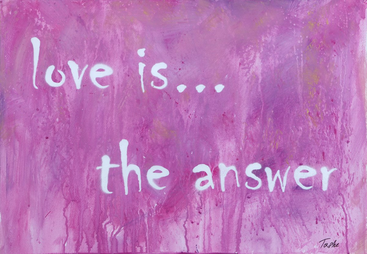 Urban And Pop Abstract Painting By Tashe, 30 X 20", Love Is The Answer (Pink), Original Artwork