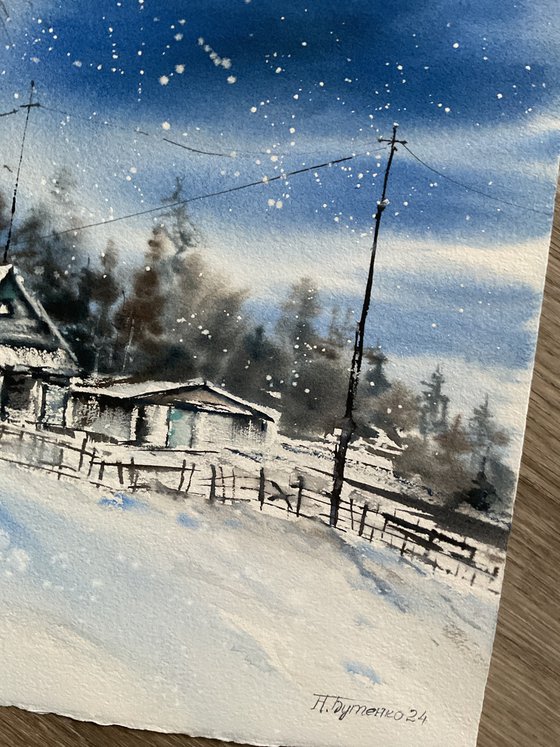 Winter in the Hinterland, watercolour