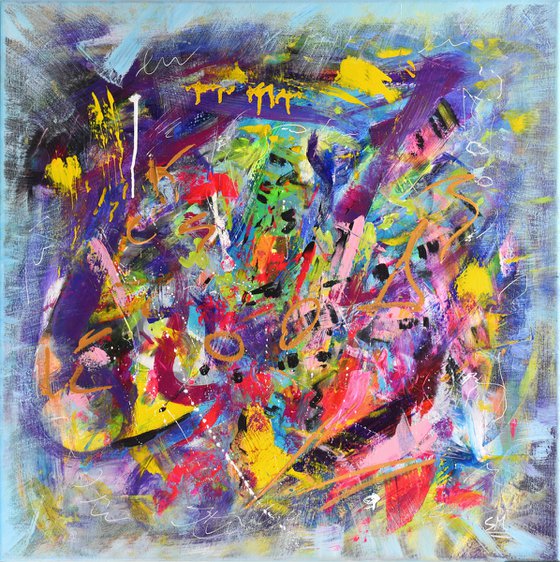 Venice, Colourful abstract art on canvas, 80x80 cm, 32"x32"