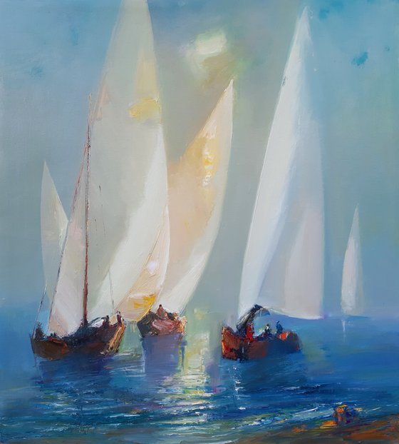 Sailing(59x65, oil painting, ready to hang)