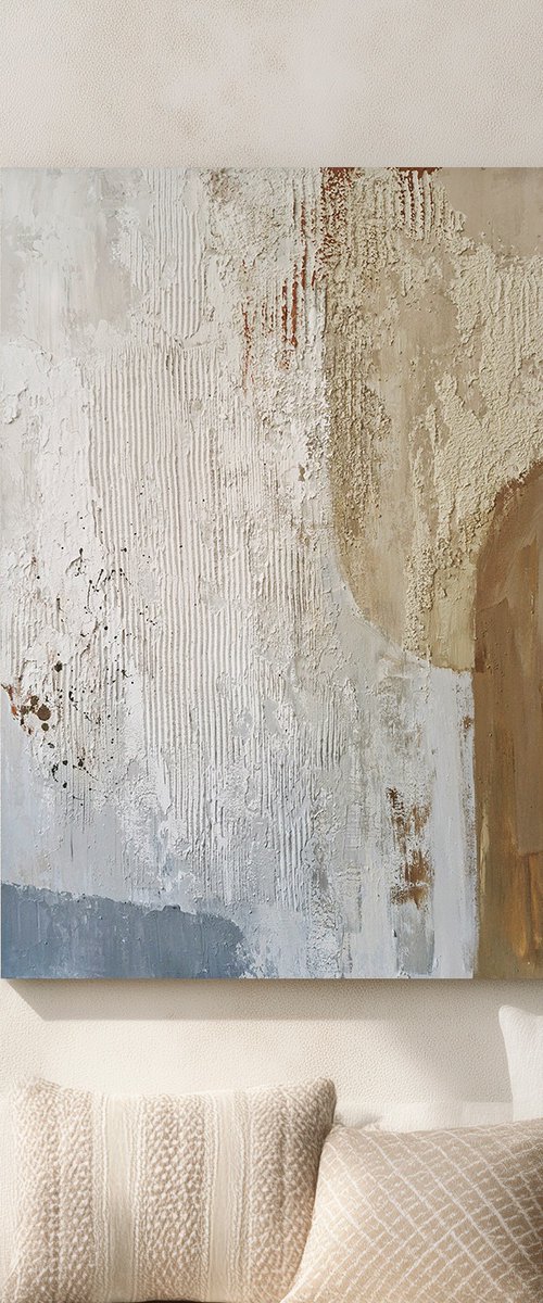 "Fjord 3" Abstract blue brown acrylic art by Marine