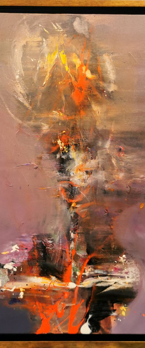 Framed Beautiful Enigmatic Burning Flowers Still Life Painting By O KLOSKA by Kloska Ovidiu