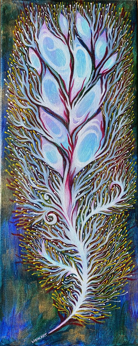 Illustrative Botanical Acrylic Painting By Lidia Matviyenko /Lidikart/, 8 X 20", The Sprout. New In Me., Original Artwork