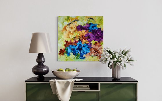 "Euphoria III" from "Colours of Summer" collection, abstract flower painting