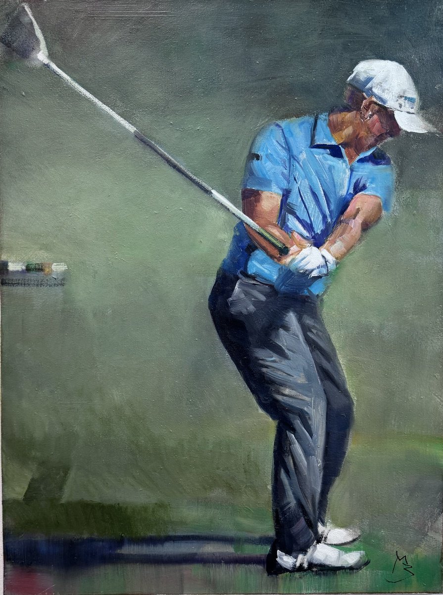 Expressive Portrait Oil Painting By Milan Baltic, 24 X 31", Open Championships 11, Original Artwork