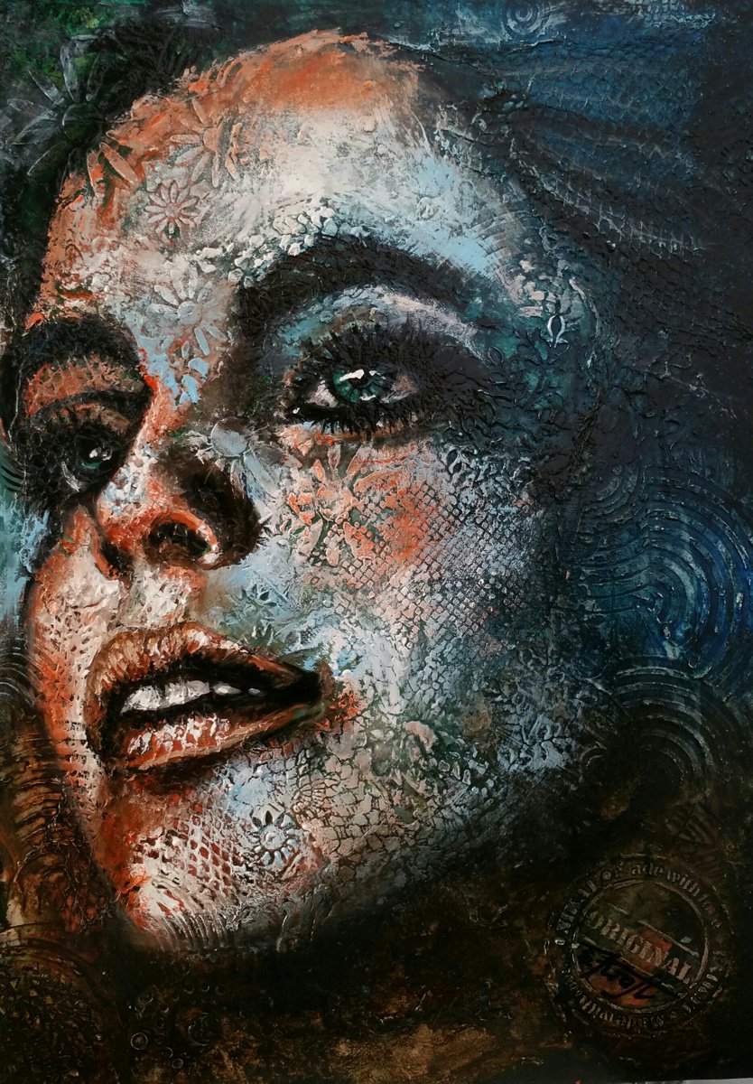 Expressive Portrait Acrylic Painting By Elena Kraft, 20 X 28, I Am Original, Original Artwork