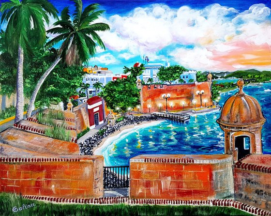 El Morro, La Fortaleza, Paseo de la Princesa, Old San Juan art of Puerto Rico