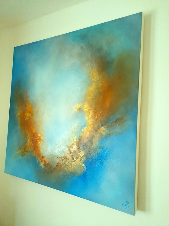 Angels are Falling II (Large abstract cloudscape/skyscape 80cms x 80cms)