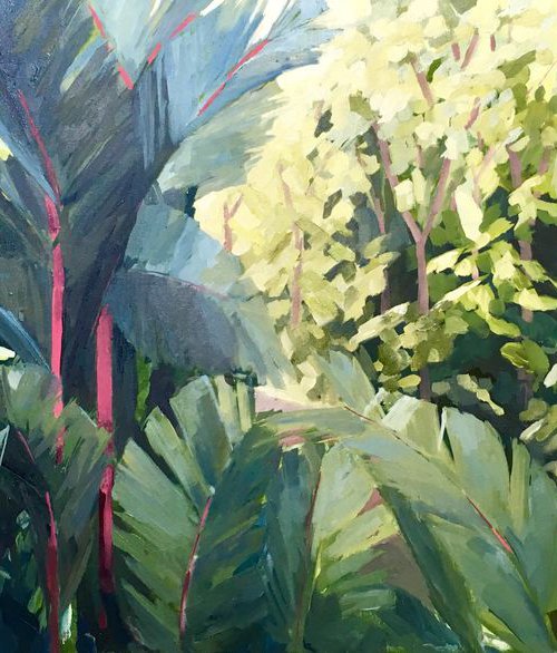 Costa Rican Jungle with Hibiscus Flowers by Katharine Rowe