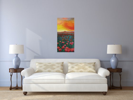 Sunset and Tulips