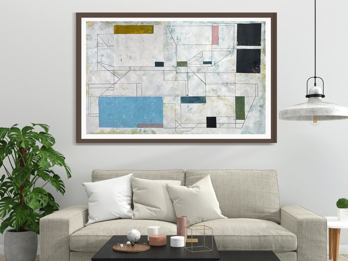 Geometric Abstract Acrylic Painting By Nick Molloy, 63 X 41", Urban Abstraction, Original Artwork