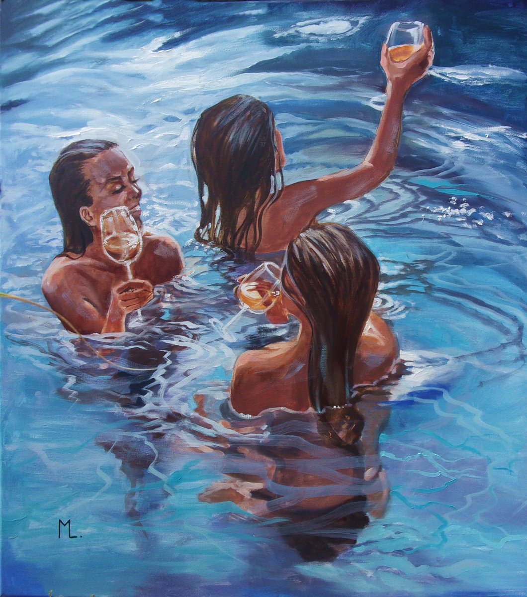 Pool Party By Monika Luniak, 31 X 35, Artwork For Sale On Artfinder