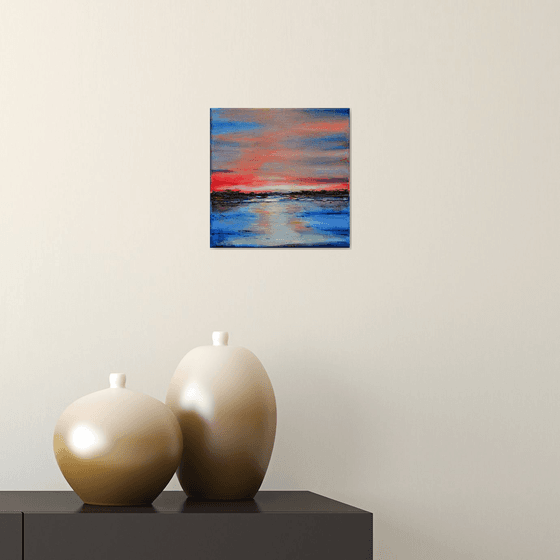 The  Orange Sunset - Modern abstract landscape Gift Idea