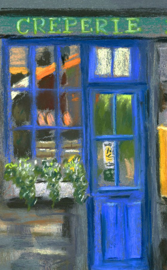 Blue door painting (pastel)